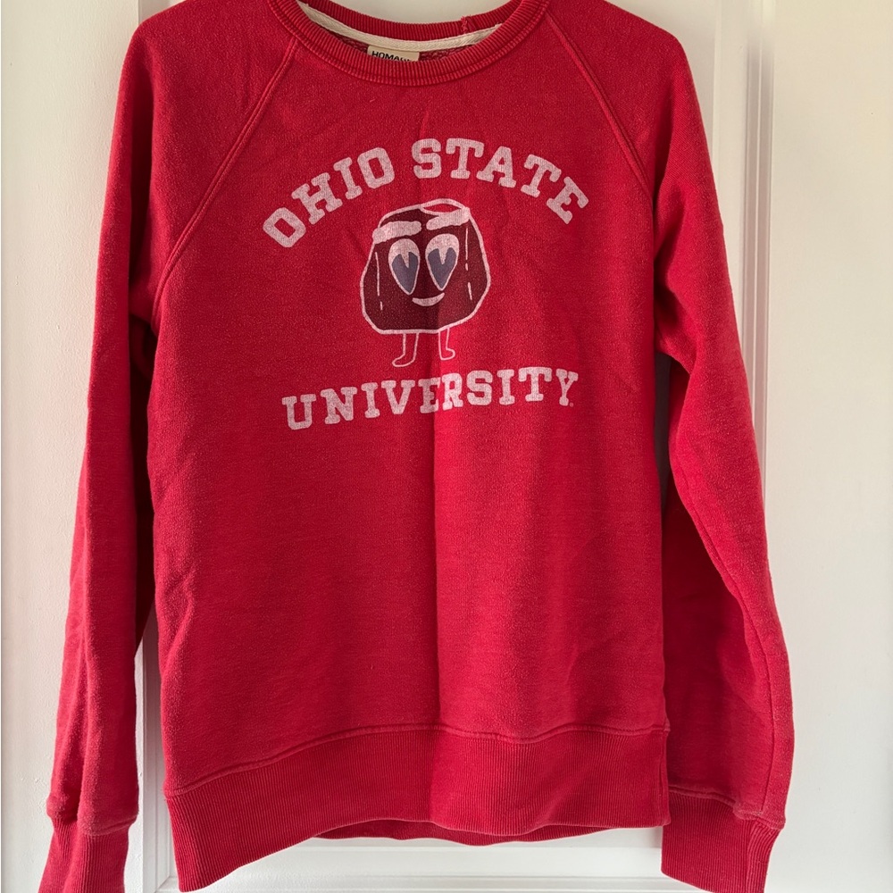HOMAGE Red Ohio State University Graphic Crew Sweatshirt